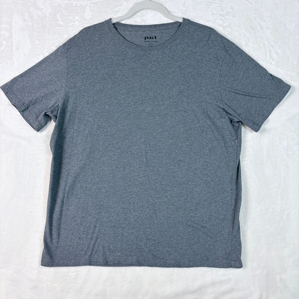 Pact Organic Cotton T-Shirt Mens Large Grey Excellent Short Sleeve Crewneck Tee